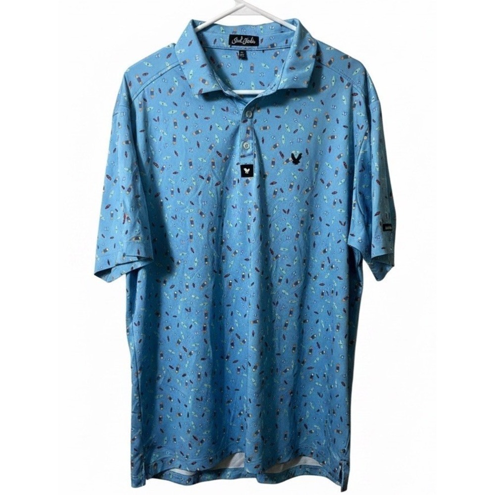 Bad Birdie Dock Solid Light Blue Polo Golf Shirt Mens XL Kayak Canoe Performance